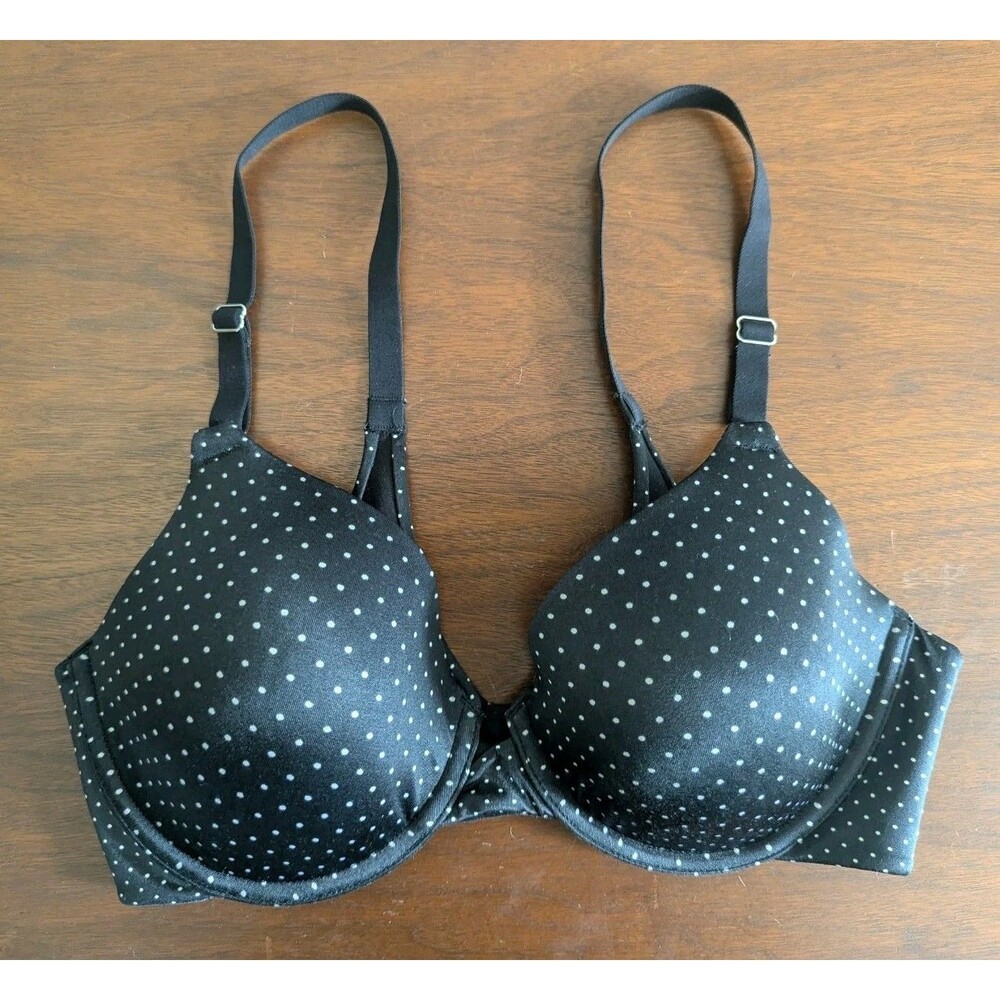 Maidenform Bra 34C Back Smoothing Underwire Satin Padded Adjustable 07539 Black